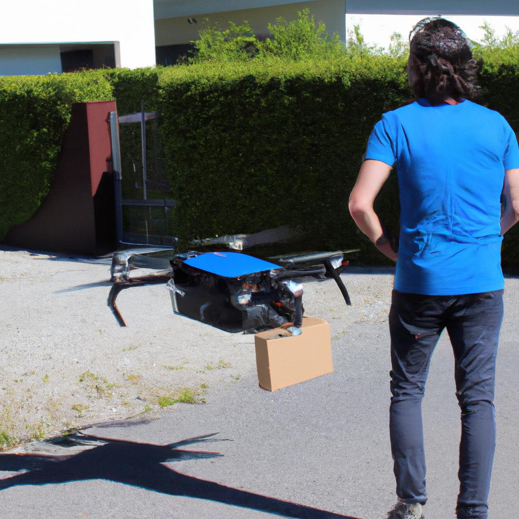 Person operating delivery drone technology