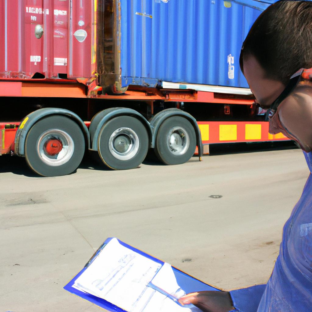 Person analyzing transportation logistics inventory